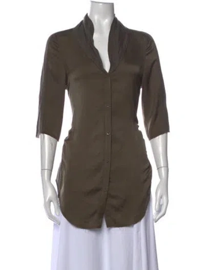 Pre-owned Helmut Lang Three-quarter Sleeve Button-up Top In Green