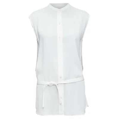 Helmut Lang Tie Front Deconstructed Backless Vest Top In White