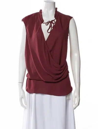 Pre-owned Helmut Lang Tie Neck Sleeveless Blouse In Burgundy