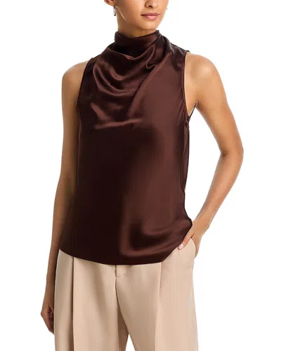 Helmut Lang Tie Neck Sleeveless Silk Top In Brown