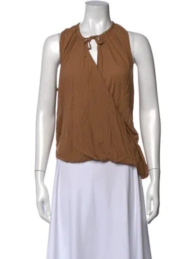 Pre-owned Helmut Lang Tie Neck Sleeveless Top In Brown