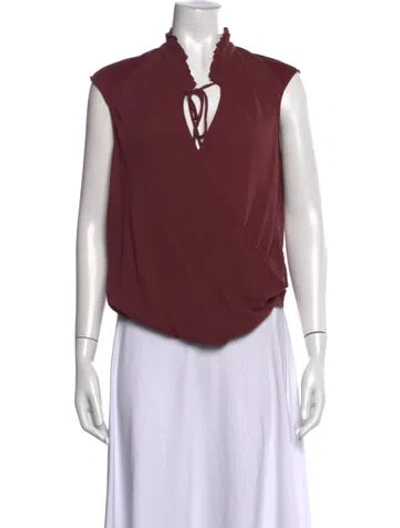 Pre-owned Helmut Lang Tie Neck Sleeveless Top In Red