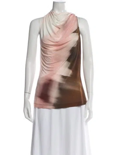 Pre-owned Helmut Lang Tie-dye Print Cowl Neck Top In Pink