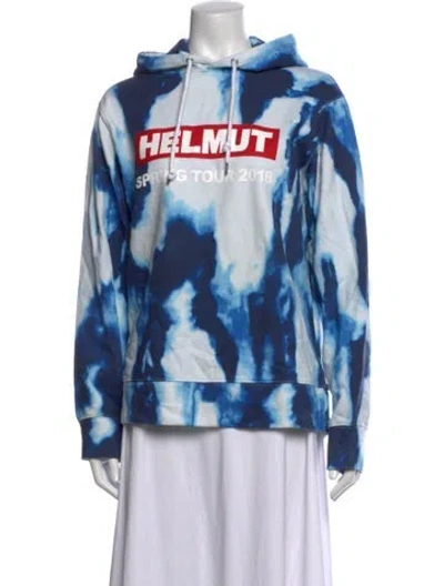 Pre-owned Helmut Lang Tie-dye Print Crew Neck Hoodie In Blue