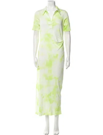 Pre-owned Helmut Lang Tie-dye Print Long Dress In Green