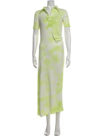 Pre-owned Helmut Lang Tie-dye Print Long Dress In Green