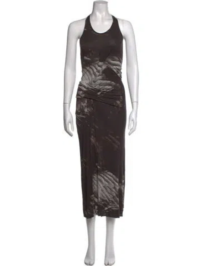 Pre-owned Helmut Lang Tie-dye Print Long Dress In Grey