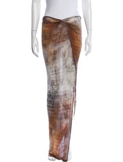 Pre-owned Helmut Lang Tie-dye Print Long Skirt W/ Tags In Brown