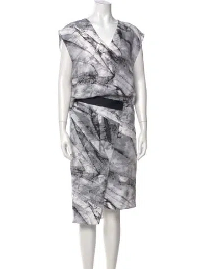 Pre-owned Helmut Lang Tie-dye Print Midi Length Dress In Gray