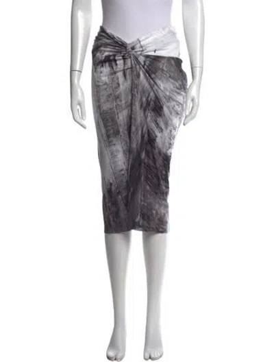Pre-owned Helmut Lang Tie-dye Print Midi Length Skirt In Grey/white