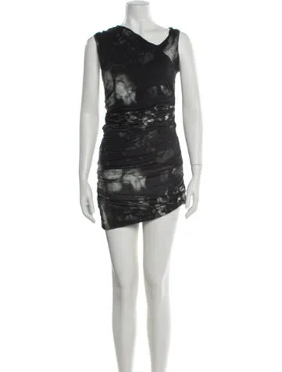 Pre-owned Helmut Lang Tie-dye Print Mini Dress In Black