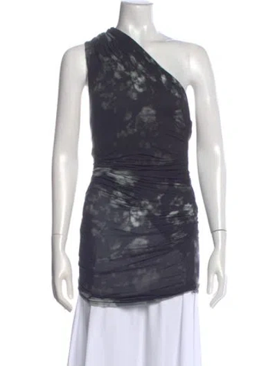 Pre-owned Helmut Lang Tie-dye Print One-shoulder Top In Blue