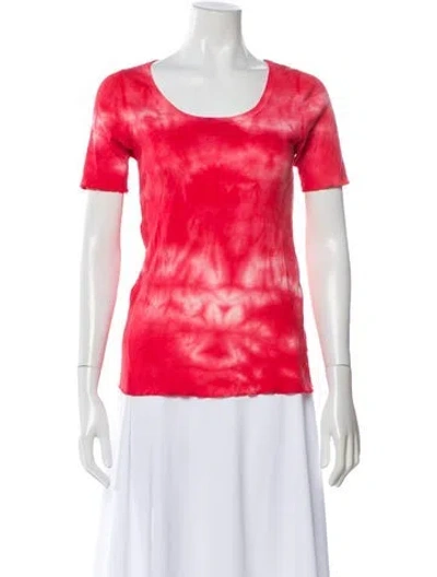 Pre-owned Helmut Lang Tie-dye Print Scoop Neck T-shirt In Red