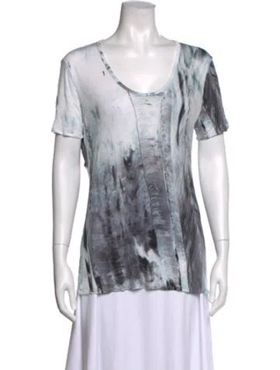 Pre-owned Helmut Lang Tie-dye Print Scoop Neck T-shirt In White