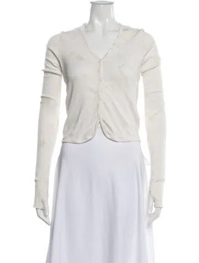 Pre-owned Helmut Lang Tie-dye Print V-neck Button-up Top In White