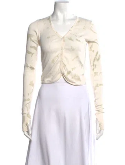 Pre-owned Helmut Lang Tie-dye Print V-neck Top In Neutral