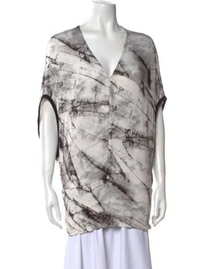 Pre-owned Helmut Lang Tie-dye Print V-neck Tunic In Gray