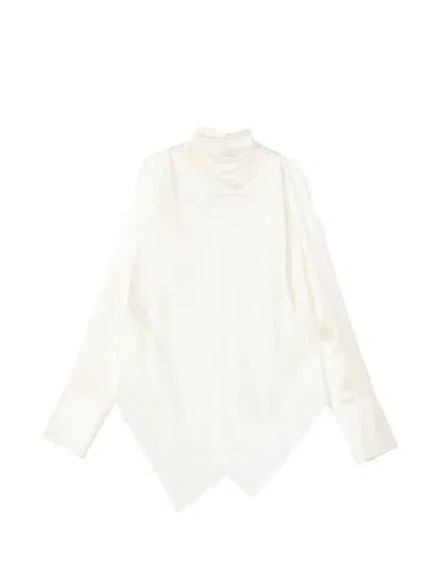 Helmut Lang Tie-neck Long-sleeve Top In White