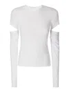 Helmut Lang Slash Cotton-blend Top In Beige
