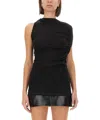 Helmut Lang Asymmetric Sleeved Draped Top With Embroidered Detail In Black