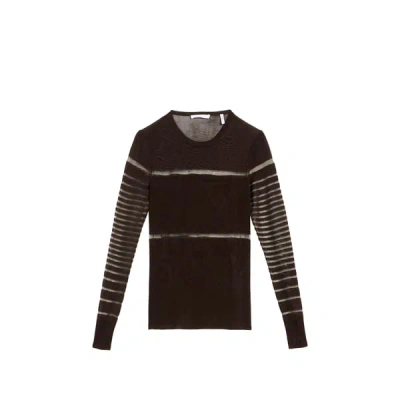 Helmut Lang Spaced Sheer Long-sleeve Top In Black