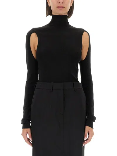 Helmut Lang Air Cut-out Turtleneck Jumper In Black
