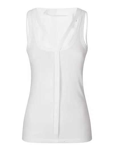 Helmut Lang Square Neck Racer Tank With Adjustable Straps In Beige