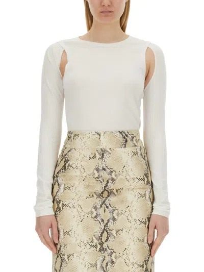 Helmut Lang Top Cut Out In White