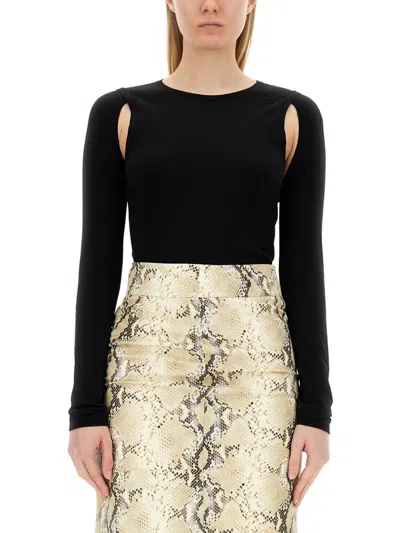 Helmut Lang Cut-out Cotton Sweater In Black