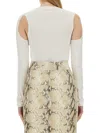 Helmut Lang Python Embossed Leather Midi Skirt In White