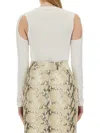 Helmut Lang Python Embossed Leather Midi Skirt In White