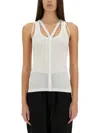 Helmut Lang Square Neck Racer Tank With Adjustable Straps In White