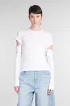 Helmut Lang "slashed Shrunken" T-shirt In White