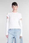 Helmut Lang Slash Cotton-blend Top In White