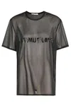 Helmut Lang Transparent Chiffon Logo T-shirt With Edgy Aesthetic