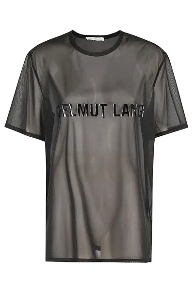 Helmut Lang Transparent Chiffon Logo T-shirt With Edgy Aesthetic