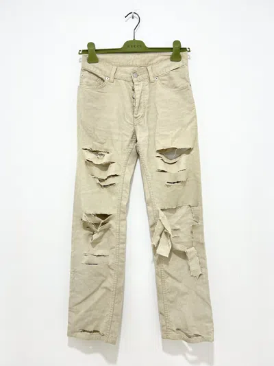 Pre-owned Helmut Lang Trashed Corduroy Denim In Cream/white
