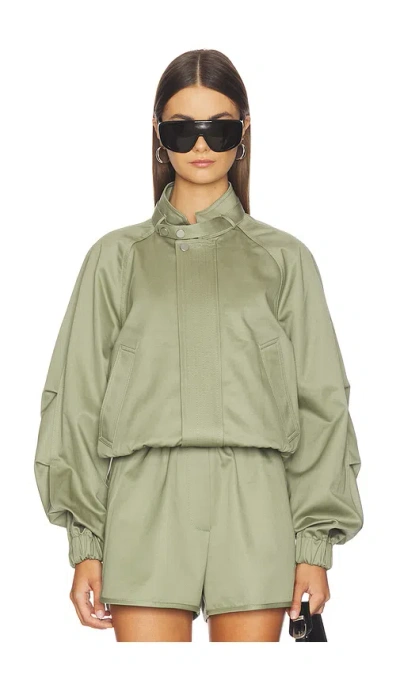 Helmut Lang Cotton Twill Bomber Jacket In Green