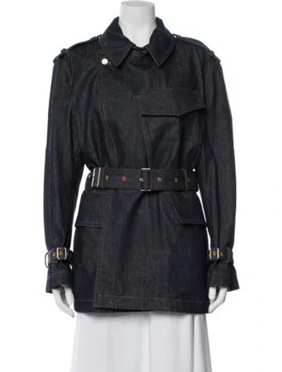 Pre-owned Helmut Lang Trench Coat In Blue
