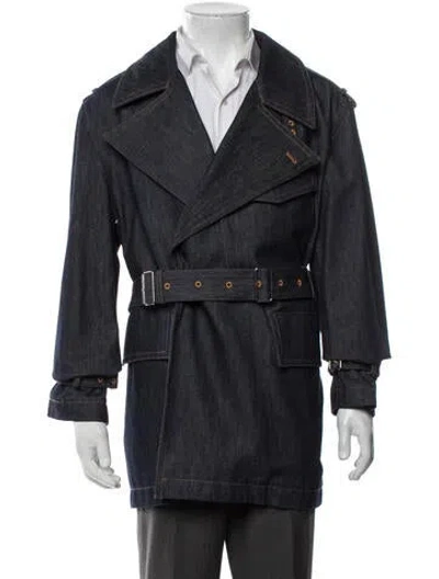 Pre-owned Helmut Lang Trench Coat In Blue