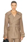 Helmut Lang Belted Rider Trench Coat In Driftwood