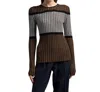 HELMUT LANG TRICOLOR CREW SWEATER IN CAMEL