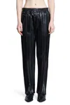 Helmut Lang Pull-on Pleated Leather Car Trousers In Black