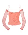 Helmut Lang Sheer Off-the-shoulder Top In Pink