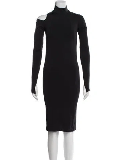 Pre-owned Helmut Lang Turtleneck Knee-length Dress In Gray