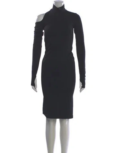 Pre-owned Helmut Lang Turtleneck Knee-length Dress In Gray