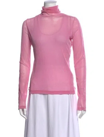 Pre-owned Helmut Lang Turtleneck Long Sleeve Top In Pink