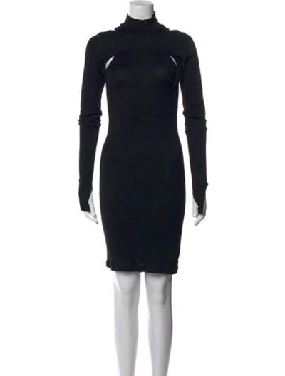 Pre-owned Helmut Lang Turtleneck Mini Dress In Black