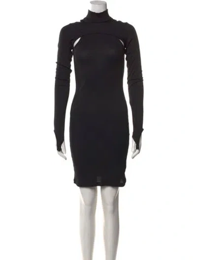 Pre-owned Helmut Lang Turtleneck Mini Dress In Black