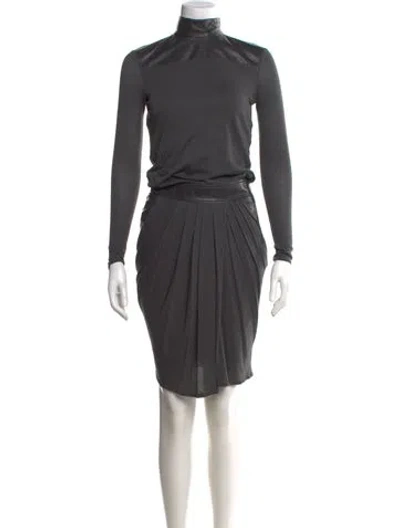 Pre-owned Helmut Lang Turtleneck Mini Dress In Gray